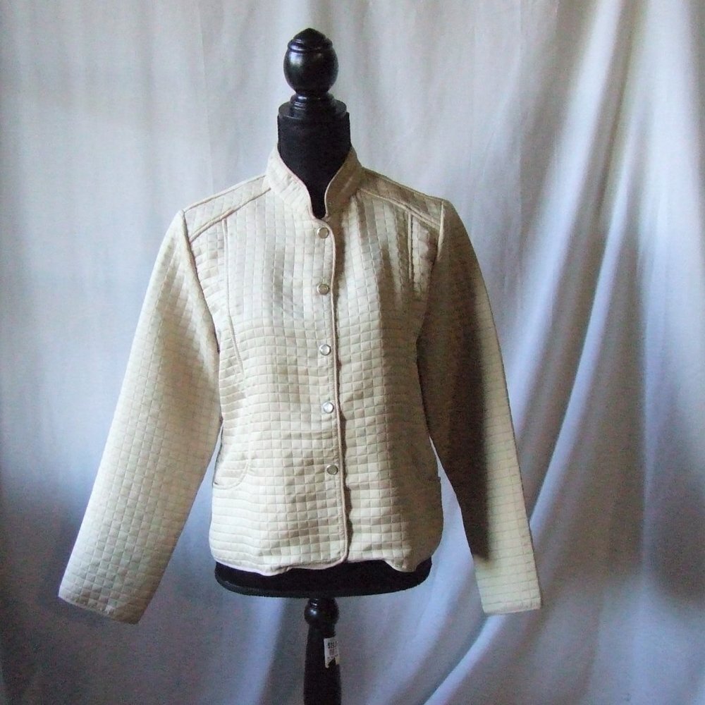 Robert Louis jacket vintage quilted tan spring coat beige neutral outerwear 80s